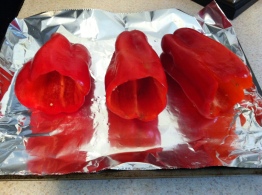 Lay the peppers on a tray with some olive oil