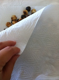Remove leftover peels using paper towels
