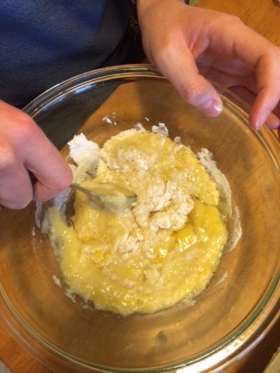 Whisk your eggs into the dry ingredients