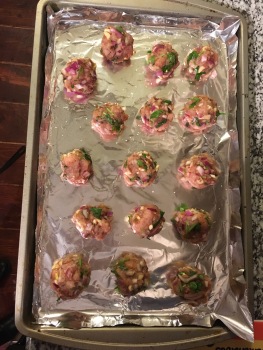 Meatballs on the baking sheet